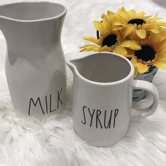 Rae Dunn by Magenta Milk Carafe And Syrup Pitcher Set - NEW HTF - Picture 1 of 4